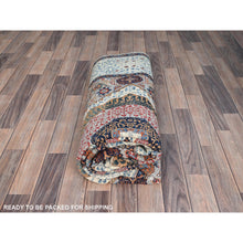 Load image into Gallery viewer, 6&#39;1&quot;x9&#39;3&quot; Alloy Gray and Alabaster White Border, Hand Knotted 14th Century Mamluk Dynasty With Geometric Motifs Design, 200 KPSI, Vegetable Dyes, 100% Wool, Oriental Rug FWR520452