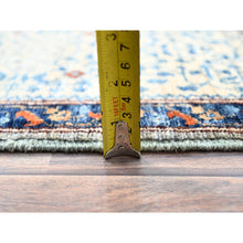Load image into Gallery viewer, 6&#39;1&quot;x9&#39;3&quot; Alloy Gray and Alabaster White Border, Hand Knotted 14th Century Mamluk Dynasty With Geometric Motifs Design, 200 KPSI, Vegetable Dyes, 100% Wool, Oriental Rug FWR520452