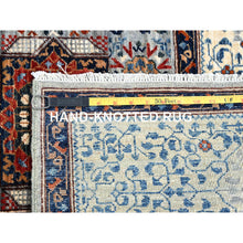 Load image into Gallery viewer, 6&#39;1&quot;x9&#39;3&quot; Alloy Gray and Alabaster White Border, Hand Knotted 14th Century Mamluk Dynasty With Geometric Motifs Design, 200 KPSI, Vegetable Dyes, 100% Wool, Oriental Rug FWR520452