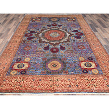 Load image into Gallery viewer, 6&#39;1&quot;x9&#39; Horizon Blue, Beige Border, Hand Knotted, All Wool Natural Dyes, 14th Century Mamluk Dynasty Design, 200 Kpsi, Oriental Rug FWR520458