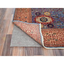 Load image into Gallery viewer, 6&#39;1&quot;x9&#39; Horizon Blue, Beige Border, Hand Knotted, All Wool Natural Dyes, 14th Century Mamluk Dynasty Design, 200 Kpsi, Oriental Rug FWR520458