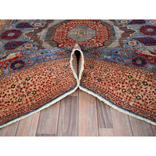 Load image into Gallery viewer, 6&#39;1&quot;x9&#39; Horizon Blue, Beige Border, Hand Knotted, All Wool Natural Dyes, 14th Century Mamluk Dynasty Design, 200 Kpsi, Oriental Rug FWR520458