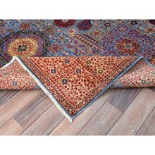 Load image into Gallery viewer, 6&#39;1&quot;x9&#39; Horizon Blue, Beige Border, Hand Knotted, All Wool Natural Dyes, 14th Century Mamluk Dynasty Design, 200 Kpsi, Oriental Rug FWR520458