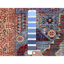 Load image into Gallery viewer, 6&#39;1&quot;x9&#39; Horizon Blue, Beige Border, Hand Knotted, All Wool Natural Dyes, 14th Century Mamluk Dynasty Design, 200 KPSI, Oriental Rug FWR520458