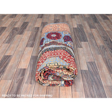 Load image into Gallery viewer, 6&#39;1&quot;x9&#39; Horizon Blue, Beige Border, Hand Knotted, All Wool Natural Dyes, 14th Century Mamluk Dynasty Design, 200 KPSI, Oriental Rug FWR520458