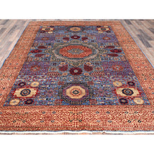 Load image into Gallery viewer, 6&#39;x8&#39;7&quot; Ocean Blue And Shoji White, 200 Kpsi, 14th Century Mamluk Dynasty With Medallions Design, Hand Knotted Natural Wool, Vegetable Dyes, Oriental Rug FWR520464