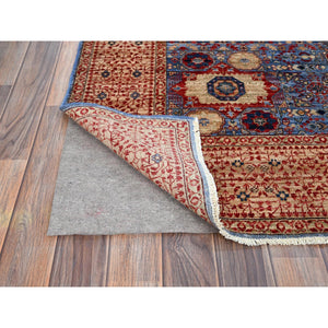 6'x8'7" Ocean Blue and Shoji White, 200 KPSI, 14th Century Mamluk Dynasty With Medallions Design, Hand Knotted Natural Wool, Vegetable Dyes, Oriental Rug FWR520464