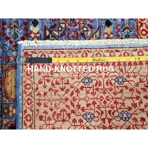 6'x8'7" Ocean Blue and Shoji White, 200 KPSI, 14th Century Mamluk Dynasty With Medallions Design, Hand Knotted Natural Wool, Vegetable Dyes, Oriental Rug FWR520464