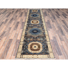 Load image into Gallery viewer, 2&#39;5&quot;x9&#39;10&quot; Oyster Mushroom Gray, Extra Soft Wool Vegetable Dyes, 14th Century Mamluk Dynasty Pattern, Large Motifs, Hand Knotted Runner 200 Kpsi Oriental Rug FWR520494