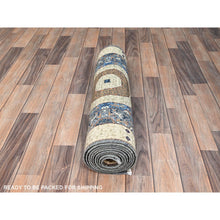 Load image into Gallery viewer, 2&#39;5&quot;x9&#39;10&quot; Oyster Mushroom Gray, Extra Soft Wool Vegetable Dyes, 14th Century Mamluk Dynasty Pattern, Large Motifs, Hand Knotted Runner 200 Kpsi Oriental Rug FWR520494