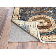 Load image into Gallery viewer, 2&#39;8&quot;x9&#39;10&quot; Abyss Gray, Floral White Border, Hand Knotted, Vegetable Dyes, Natural Wool, 14th Century Mamluk Dynasty Pattern, 200 KPSI, Runner Oriental Rug FWR520512