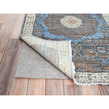 Load image into Gallery viewer, 2&#39;8&quot;x7&#39;10&quot; Delray Gray, Pure Wool, Natural Dyes, Hand Knotted, 14th Century Mamluk Dynasty Pattern, 200 KPSI, Oriental Runner Rug FWR520518