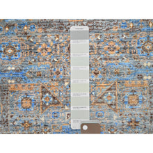 Load image into Gallery viewer, 2&#39;9&quot;x9&#39;10&quot; Icy Gray, Natural Dyes Hand Knotted, 200 KPSI, Large Medallions Design, 14th Century Mamluk Dynasty, Natural Wool Runner Oriental Rug FWR520548