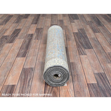 Load image into Gallery viewer, 2&#39;9&quot;x9&#39;10&quot; Icy Gray, Natural Dyes Hand Knotted, 200 KPSI, Large Medallions Design, 14th Century Mamluk Dynasty, Natural Wool Runner Oriental Rug FWR520548
