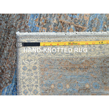 Load image into Gallery viewer, 2&#39;9&quot;x9&#39;10&quot; Icy Gray, Natural Dyes Hand Knotted, 200 Kpsi, Large Medallions Design, 14th Century Mamluk Dynasty, Natural Wool Runner Oriental Rug FWR520548