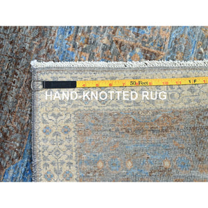 2'9"x9'10" Icy Gray, Natural Dyes Hand Knotted, 200 KPSI, Large Medallions Design, 14th Century Mamluk Dynasty, Natural Wool Runner Oriental Rug FWR520548