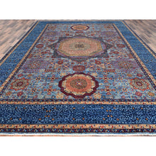 Load image into Gallery viewer, 9&#39;10&quot;x13&#39;8&quot; Lichen Blue, 14th Century Mamluk Dynasty Pattern With Central Large Motif, Hand Knotted, Vibrant And Soft Wool 200 Kpsi, Natural Dyes, Oriental Rug FWR520560