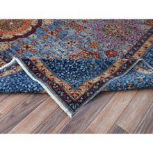 Load image into Gallery viewer, 9&#39;10&quot;x13&#39;8&quot; Lichen Blue, 14th Century Mamluk Dynasty Pattern With Central Large Motif, Hand Knotted, Vibrant And Soft Wool 200 Kpsi, Natural Dyes, Oriental Rug FWR520560