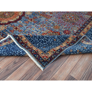 9'10"x13'8" Lichen Blue, 14th Century Mamluk Dynasty Pattern With Central Large Motif, Hand Knotted, Vibrant And Soft Wool 200 Kpsi, Natural Dyes, Oriental Rug FWR520560