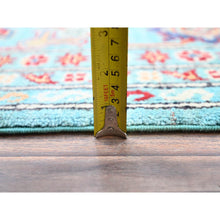 Load image into Gallery viewer, 9&#39;x12&#39;1&quot; Fanfare Blue, Kazak With Geometric Pattern, Vegetable Dyes and Densely Woven, 100% Wool Hand Knotted Oriental Rug FWR520590