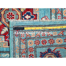 Load image into Gallery viewer, 9&#39;x12&#39;1&quot; Fanfare Blue, Kazak With Geometric Pattern, Vegetable Dyes and Densely Woven, 100% Wool Hand Knotted Oriental Rug FWR520590