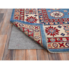 Load image into Gallery viewer, 9&#39;3&quot;x12&#39; Lichen Blue With Atrium White, Densely Woven All Wool, Hand Knotted Kazak With Triple Medallions, Natural Dyes, Oriental Rug FWR520596