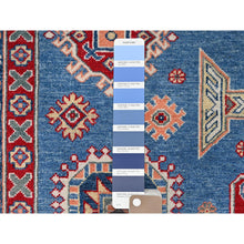 Load image into Gallery viewer, 9&#39;3&quot;x12&#39; Lichen Blue With Atrium White, Densely Woven All Wool, Hand Knotted Kazak With Triple Medallions, Natural Dyes, Oriental Rug FWR520596