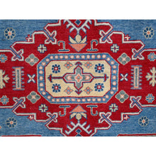Load image into Gallery viewer, 9&#39;3&quot;x12&#39; Lichen Blue With Atrium White, Densely Woven All Wool, Hand Knotted Kazak With Triple Medallions, Natural Dyes, Oriental Rug FWR520596