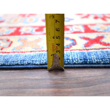 Load image into Gallery viewer, 9&#39;3&quot;x12&#39; Lichen Blue With Atrium White, Densely Woven All Wool, Hand Knotted Kazak With Triple Medallions, Natural Dyes, Oriental Rug FWR520596