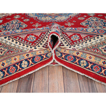 Load image into Gallery viewer, 9&#39;2&quot;x11&#39;6&quot; Valiant Poppy Red With Opulence White, Extra Soft Wool, Hand Knotted, Natural Dyes, Denser Weave Kazak with All Over Tribal Motifs, Oriental Rug FWR520602