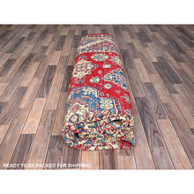 Load image into Gallery viewer, 9&#39;2&quot;x11&#39;6&quot; Valiant Poppy Red With Opulence White, Extra Soft Wool, Hand Knotted, Natural Dyes, Denser Weave Kazak with All Over Tribal Motifs, Oriental Rug FWR520602