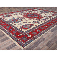 Load image into Gallery viewer, 8&#39;10&quot;x11&#39;8&quot; Casablanca White, Natural Dyes, Hand Knotted, With Densely Woven 100% Wool Kazak, Tribal Pattern, Oriental Rug FWR520614