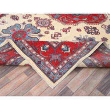 Load image into Gallery viewer, 8&#39;10&quot;x11&#39;8&quot; Casablanca White, Natural Dyes, Hand Knotted, With Densely Woven 100% Wool Kazak, Tribal Pattern, Oriental Rug FWR520614