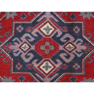8'10"x11'8" Casablanca White, Natural Dyes, Hand Knotted, With Densely Woven 100% Wool Kazak, Tribal Pattern, Oriental Rug FWR520614