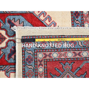 8'10"x11'8" Casablanca White, Natural Dyes, Hand Knotted, With Densely Woven 100% Wool Kazak, Tribal Pattern, Oriental Rug FWR520614