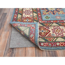 Load image into Gallery viewer, 9&#39;x11&#39;9&quot; Venus Blue With Ivory Border, Tribal Pattern, Vegetable Dyes With Densely Woven, Hand Knotted Pure Wool Kazak, Oriental Rug FWR520620