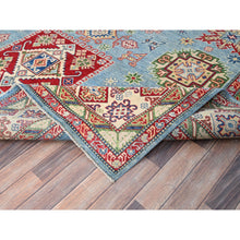 Load image into Gallery viewer, 9&#39;x11&#39;9&quot; Venus Blue With Ivory Border, Tribal Pattern, Vegetable Dyes With Densely Woven, Hand Knotted Pure Wool Kazak, Oriental Rug FWR520620