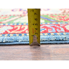 Load image into Gallery viewer, 9&#39;x11&#39;9&quot; Venus Blue With Ivory Border, Tribal Pattern, Vegetable Dyes With Densely Woven, Hand Knotted Pure Wool Kazak, Oriental Rug FWR520620