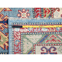Load image into Gallery viewer, 9&#39;x11&#39;9&quot; Venus Blue With Ivory Border, Tribal Pattern, Vegetable Dyes With Densely Woven, Hand Knotted Pure Wool Kazak, Oriental Rug FWR520620
