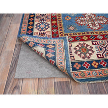 Load image into Gallery viewer, 8&#39;2&quot;x10&#39; Quite Harbor Blue With Heavenly Pink Border, Hand Knotted Kazak Design With Tribal Medallions Natural Dyes, 100% Wool, Oriental Rug FWR520668