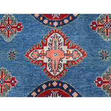 Load image into Gallery viewer, 8&#39;2&quot;x10&#39; Quite Harbor Blue With Heavenly Pink Border, Hand Knotted Kazak Design With Tribal Medallions Natural Dyes, 100% Wool, Oriental Rug FWR520668