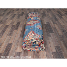 Load image into Gallery viewer, 8&#39;2&quot;x10&#39; Quite Harbor Blue With Heavenly Pink Border, Hand Knotted Kazak Design With Tribal Medallions Natural Dyes, 100% Wool, Oriental Rug FWR520668