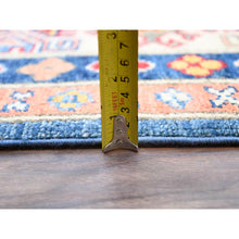 Load image into Gallery viewer, 8&#39;2&quot;x10&#39; Quite Harbor Blue With Heavenly Pink Border, Hand Knotted Kazak Design With Tribal Medallions Natural Dyes, 100% Wool, Oriental Rug FWR520668