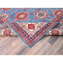 Load image into Gallery viewer, 9&#39;2&quot;x11&#39;9&quot; Yale Blue, Denser Weave, Hand Knotted Kazak Design With Geometric Medallions All Over, Natural Dyes With Pure Wool, Oriental Rug FWR520680