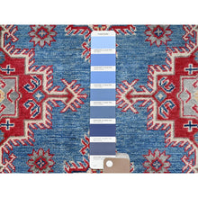 Load image into Gallery viewer, 9&#39;2&quot;x11&#39;9&quot; Yale Blue, Denser Weave, Hand Knotted Kazak Design With Geometric Medallions All Over, Natural Dyes With Pure Wool, Oriental Rug FWR520680