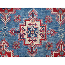 Load image into Gallery viewer, 9&#39;2&quot;x11&#39;9&quot; Yale Blue, Denser Weave, Hand Knotted Kazak Design With Geometric Medallions All Over, Natural Dyes With Pure Wool, Oriental Rug FWR520680