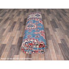 Load image into Gallery viewer, 9&#39;2&quot;x11&#39;9&quot; Yale Blue, Denser Weave, Hand Knotted Kazak Design With Geometric Medallions All Over, Natural Dyes With Pure Wool, Oriental Rug FWR520680