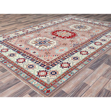 Load image into Gallery viewer, 6&#39;4&quot;x9&#39;2&quot; Sepia Rose Pink With Cotton White, Hand Knotted, Organic Wool And Denser Weave, Natural Dyes, Kazak With All Over Motifs, Oriental Rug FWR520710