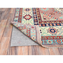 Load image into Gallery viewer, 6&#39;4&quot;x9&#39;2&quot; Sepia Rose Pink With Cotton White, Hand Knotted, Organic Wool And Denser Weave, Natural Dyes, Kazak With All Over Motifs, Oriental Rug FWR520710