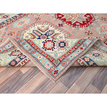 Load image into Gallery viewer, 6&#39;4&quot;x9&#39;2&quot; Sepia Rose Pink With Cotton White, Hand Knotted, Organic Wool And Denser Weave, Natural Dyes, Kazak With All Over Motifs, Oriental Rug FWR520710